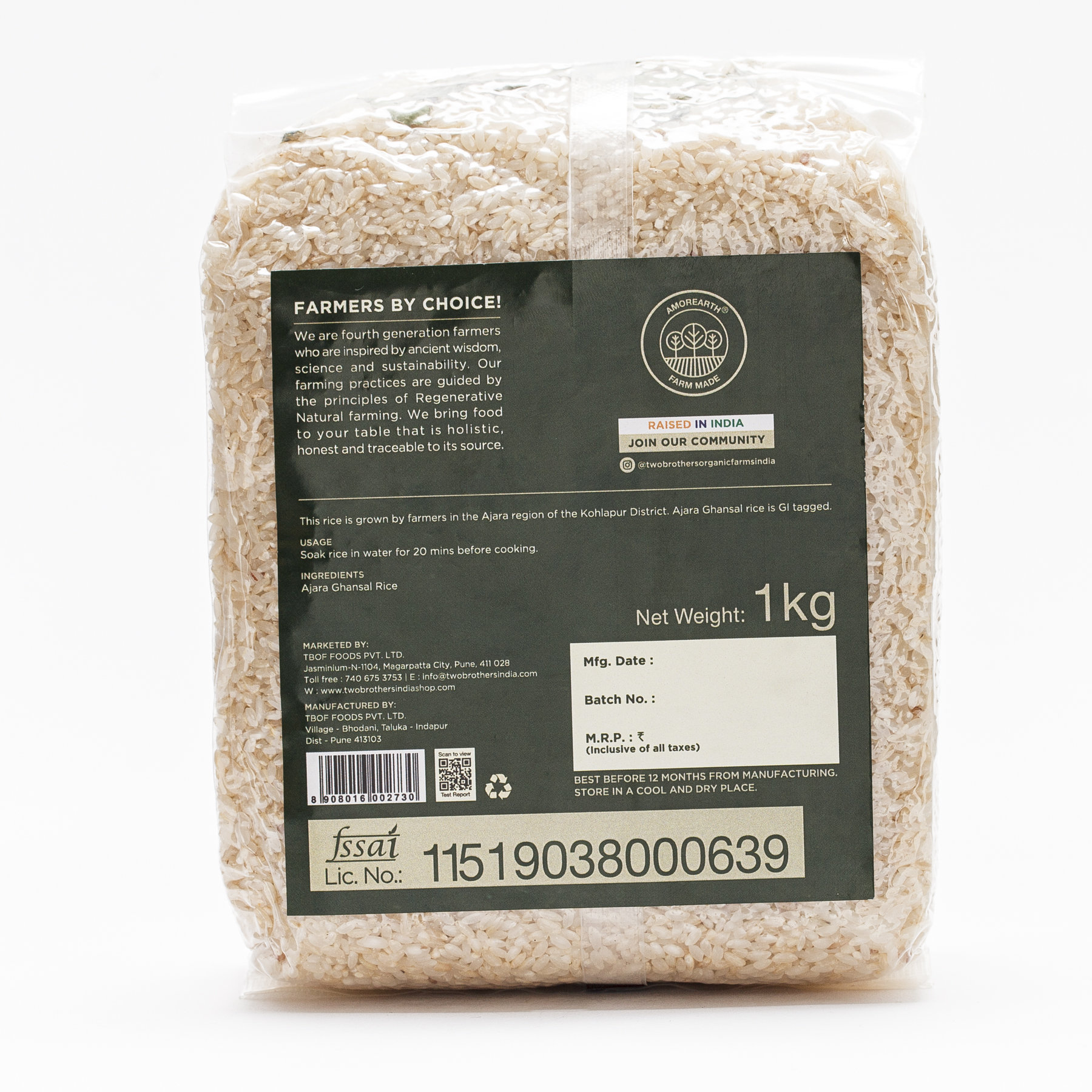 Ajara Ghansal Rice - Semi Polished - 1kg